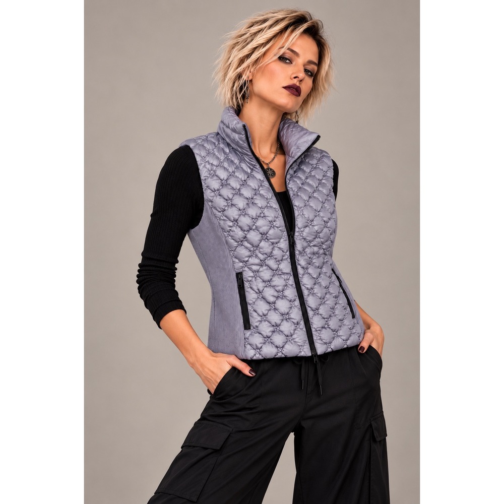 Marc New York M Lavender Quilted Puffer Vest Stand Collar Casual Layer